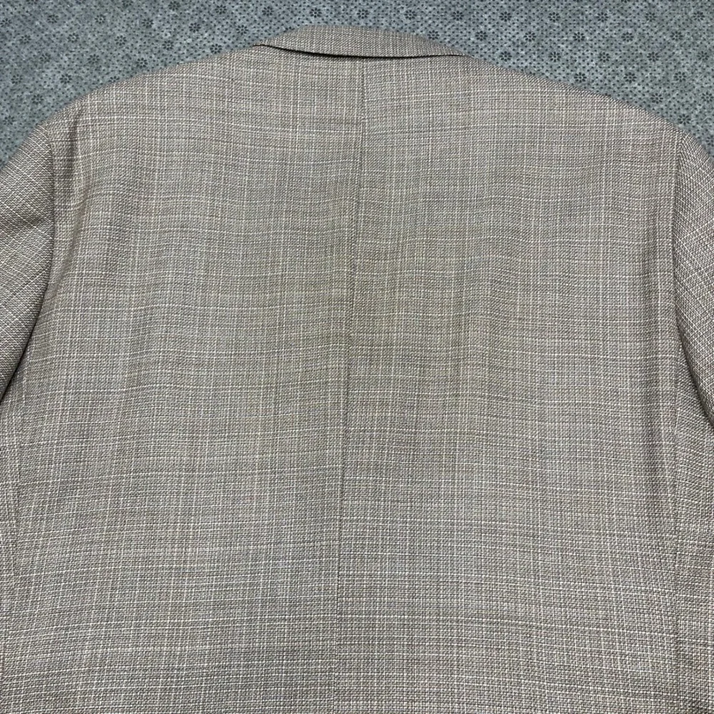 Jack Victor Elite Men 46R Blazer Tan Textured Wool Lightweight Summer Sport Coat